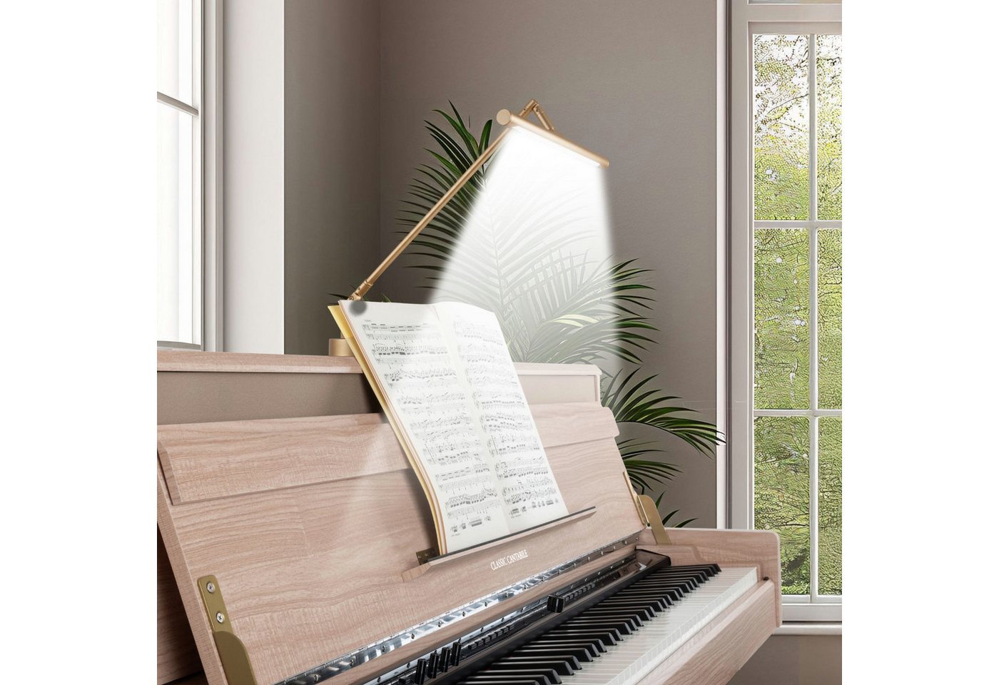 Classic Cantabile LED Tischleuchte 12520 GD Pianoleuchte Gold, LED, warm-weiß, stufenlos dimmbare Leuchte und 78 helle LEDs im breiten Schirm Bild 3