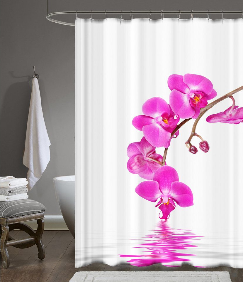 Ekershop Duschvorhang Textil Digitaldruck ORCHIDEEN für Duschstange Breite 240 cm (inkl. Ringe), Höhe 200 cm, wasserabweisend, waschbar, bügelbar Bild 4