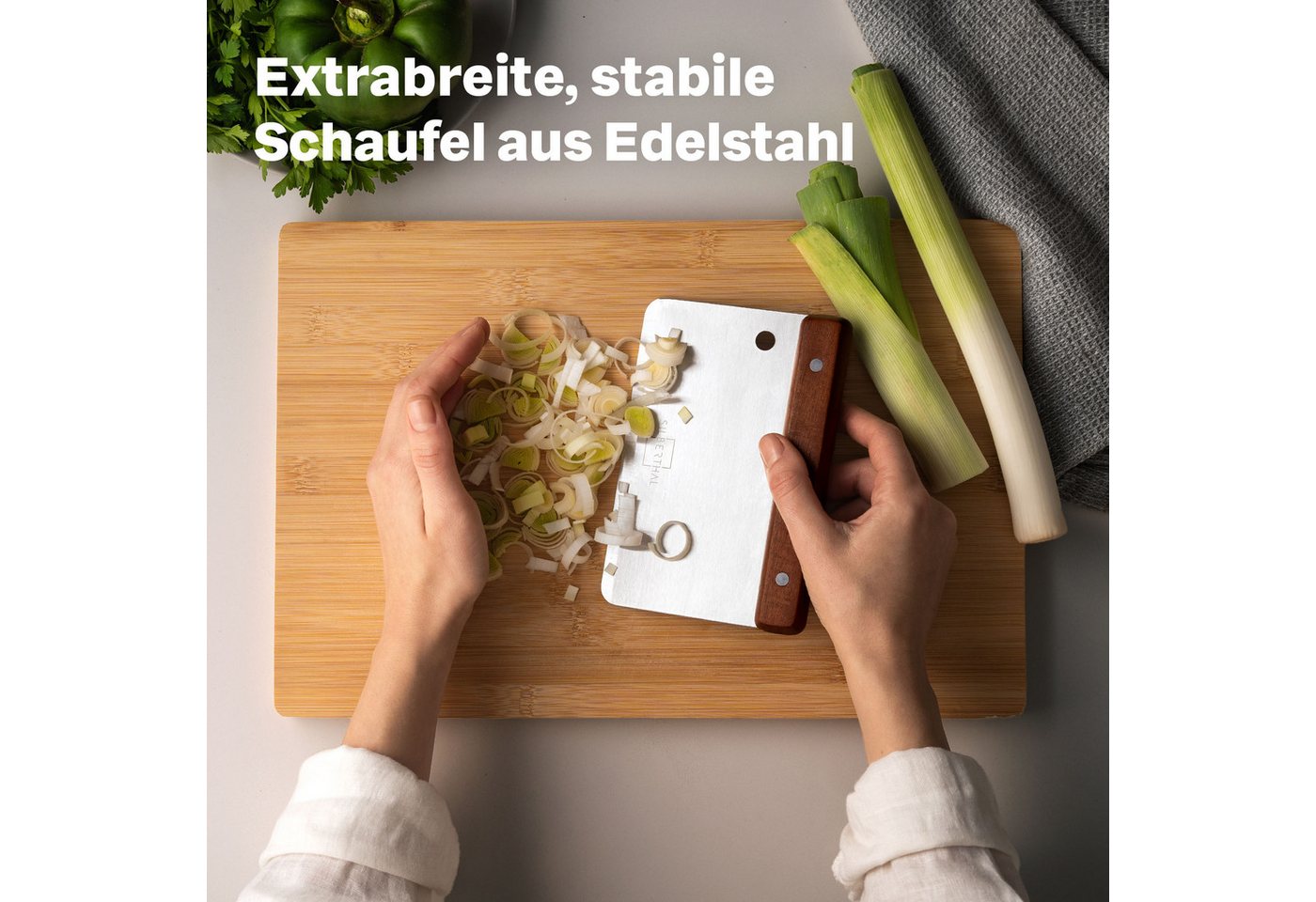 SILBERTHAL Teigschaber Teigkarte Edelstahl 16 cm mit Holzgriff, ideal zum Portionieren, Schneiden & Schaben Bild 4