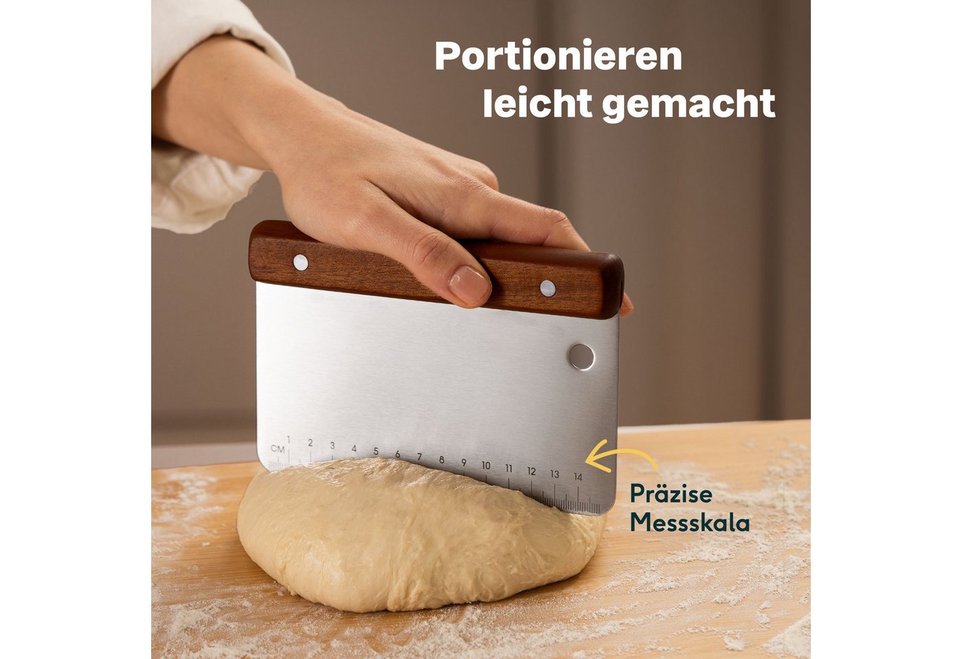 SILBERTHAL Teigschaber Teigkarte Edelstahl 16 cm mit Holzgriff, ideal zum Portionieren, Schneiden & Schaben Bild 5
