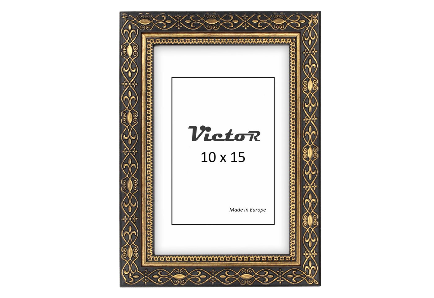 Victor (Zenith) Bilderrahmen Vermeer, Bilderrahmen Schwarz Gold 10x15 cm, Bilderrahmen A6 Barock, Antik Bild 2