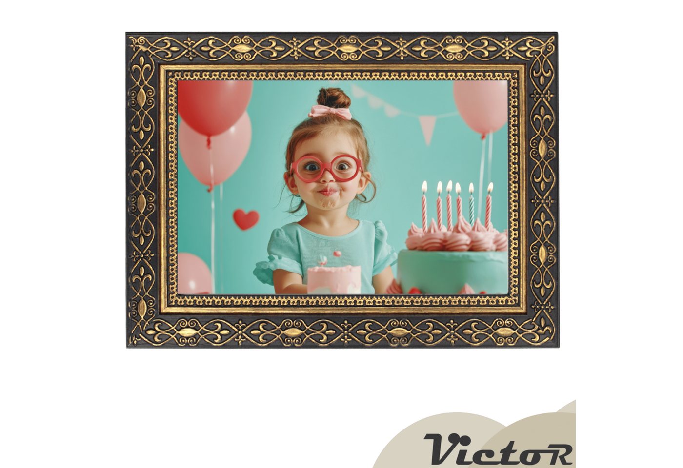 Victor (Zenith) Bilderrahmen Vermeer, Bilderrahmen Schwarz Gold 10x15 cm, Bilderrahmen A6 Barock, Antik Bild 4