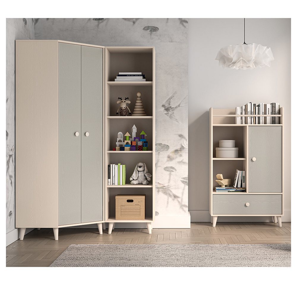 Lomadox Bücherregal MODICA-131, sandbeige mit fühlbarer Struktur, 8 offene Fächer, 50cm Breit Bild 3
