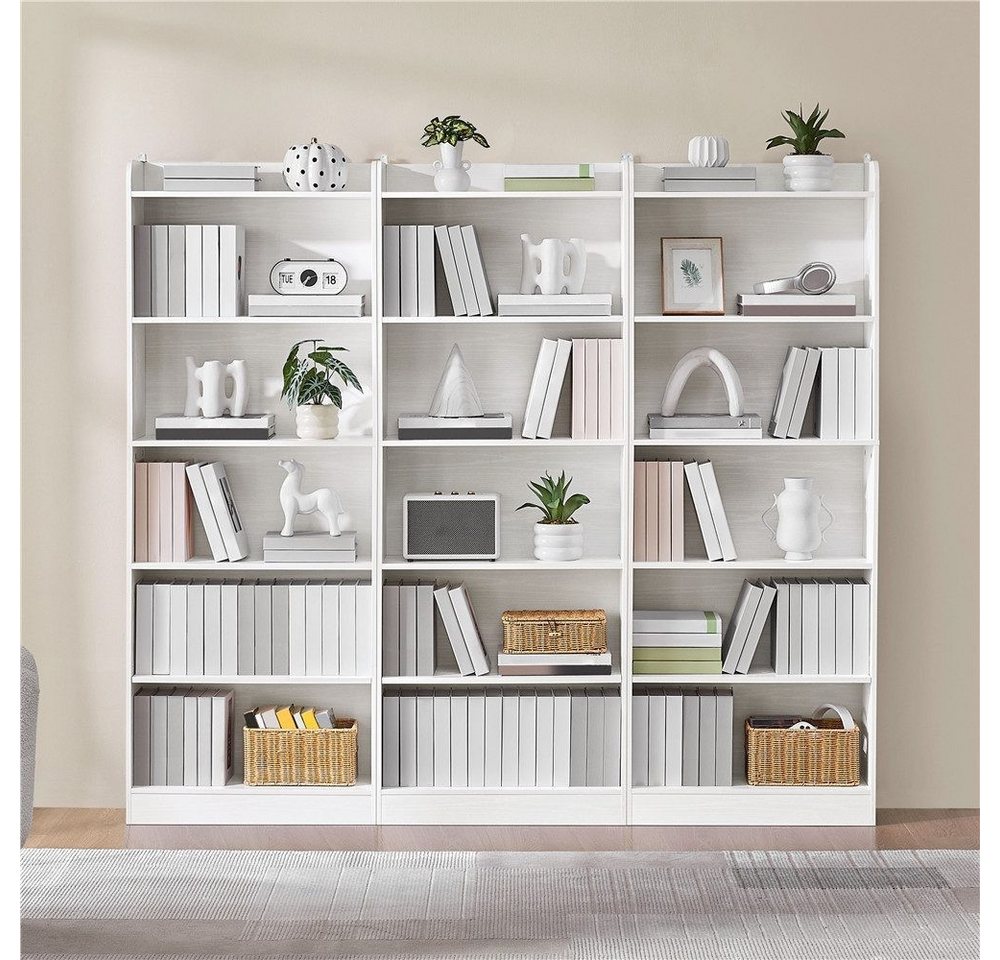 Yaheetech Bücherregal Standregal 161,5/182,5 cm (H), 2-tlg., Schmales Regal Bücherschrank mit 6 Ebenen, 1 verstellbarer Regalboden