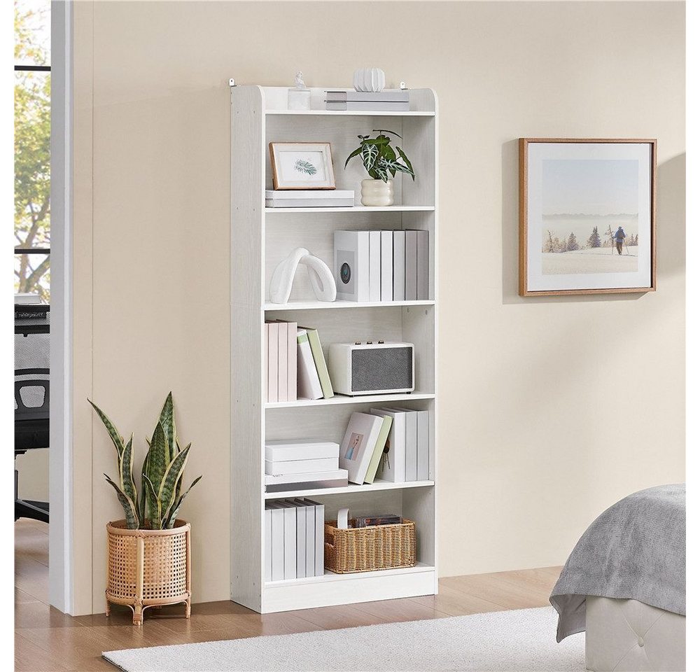 Yaheetech Bücherregal Standregal 161,5/182,5 cm (H), 2-tlg., Schmales Regal Bücherschrank mit 6 Ebenen, 1 verstellbarer Regalboden Bild 4