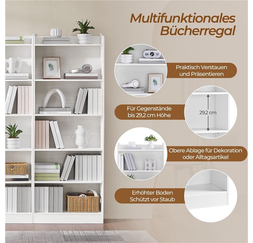 Yaheetech Bücherregal Standregal 161,5/182,5 cm (H), 1-tlg., Schmales Regal Bücherschrank mit 6 Ebenen, 1 verstellbarer Regalboden Bild 4