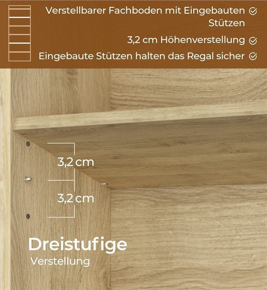 Yaheetech Bücherregal Standregal 161,5/182,5 cm (H), 1-tlg., Schmales Regal Bücherschrank mit 7 Ebenen, 2 verstellbaren Regalböden Bild 2