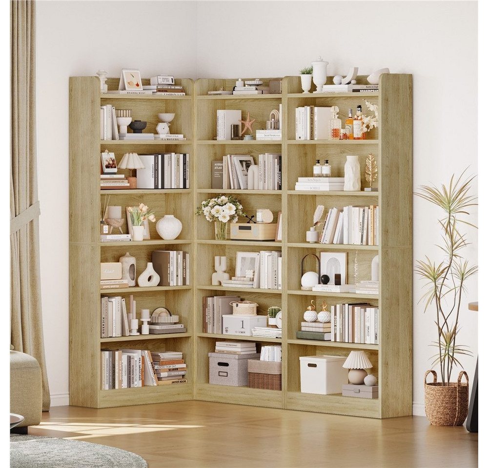 Yaheetech Bücherregal Standregal 161,5/182,5 cm (H), 1-tlg., Schmales Regal Bücherschrank mit 7 Ebenen, 2 verstellbaren Regalböden Bild 3