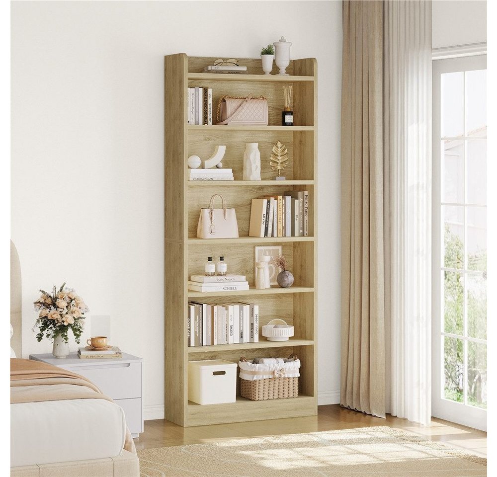 Yaheetech Bücherregal Standregal 161,5/182,5 cm (H), 1-tlg., Schmales Regal Bücherschrank mit 7 Ebenen, 2 verstellbaren Regalböden Bild 5