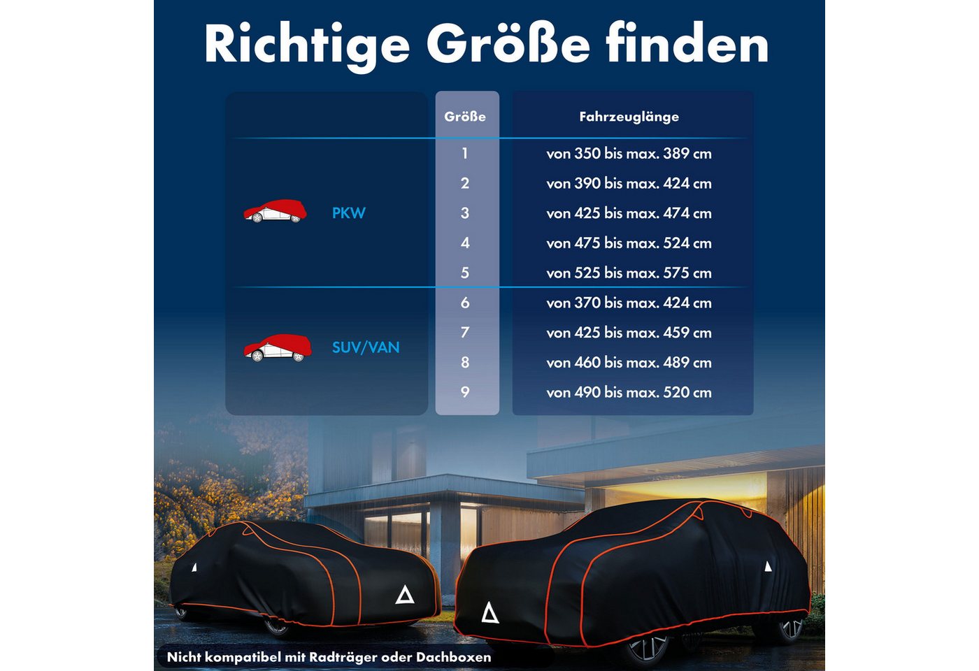 WALSER Autoplane Hagels. Perma Protect Complete (1-St., 1 Hagelschutzplane, 3 Spanngurte)