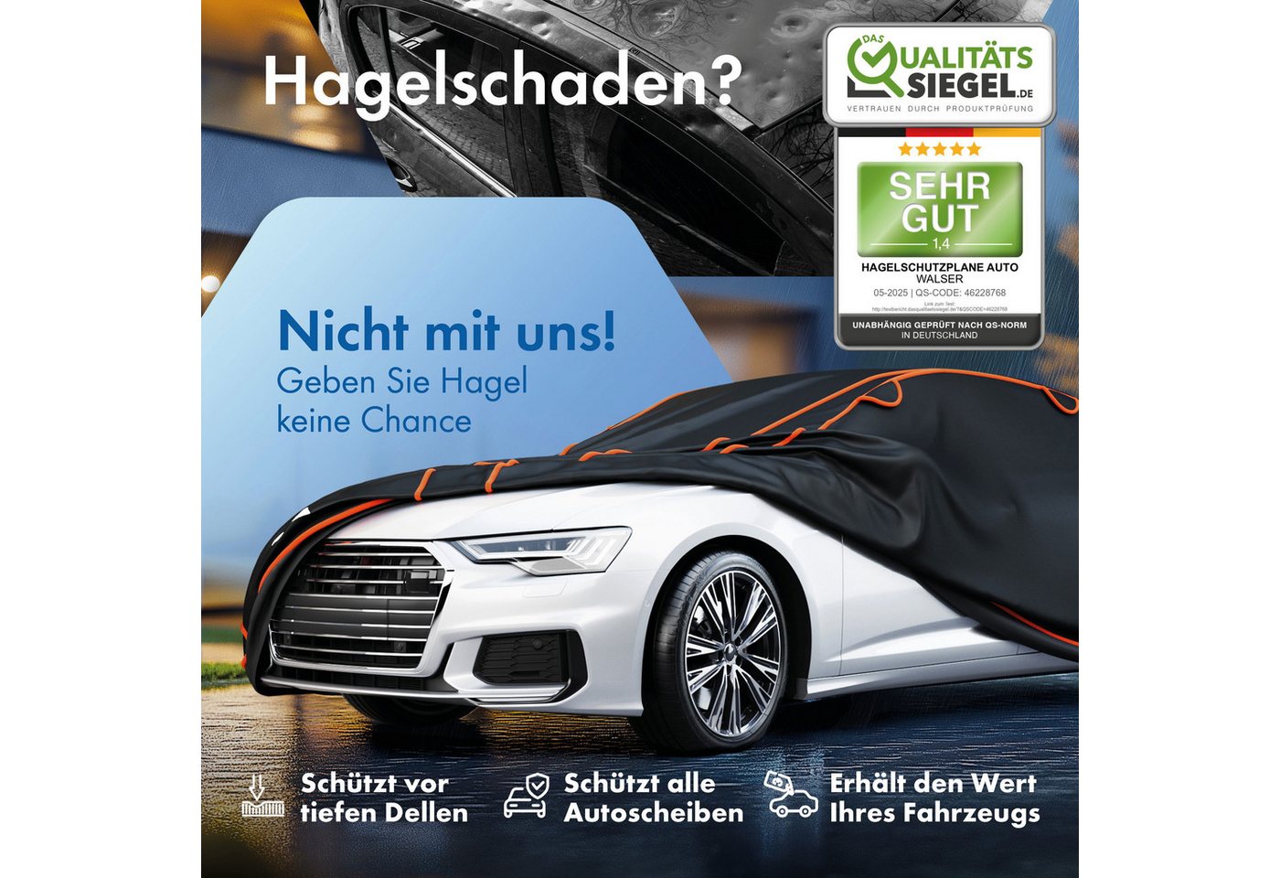 WALSER Autoplane Hagels. Perma Protect Complete (1-St., 1 Hagelschutzplane, 3 Spanngurte) Bild 3