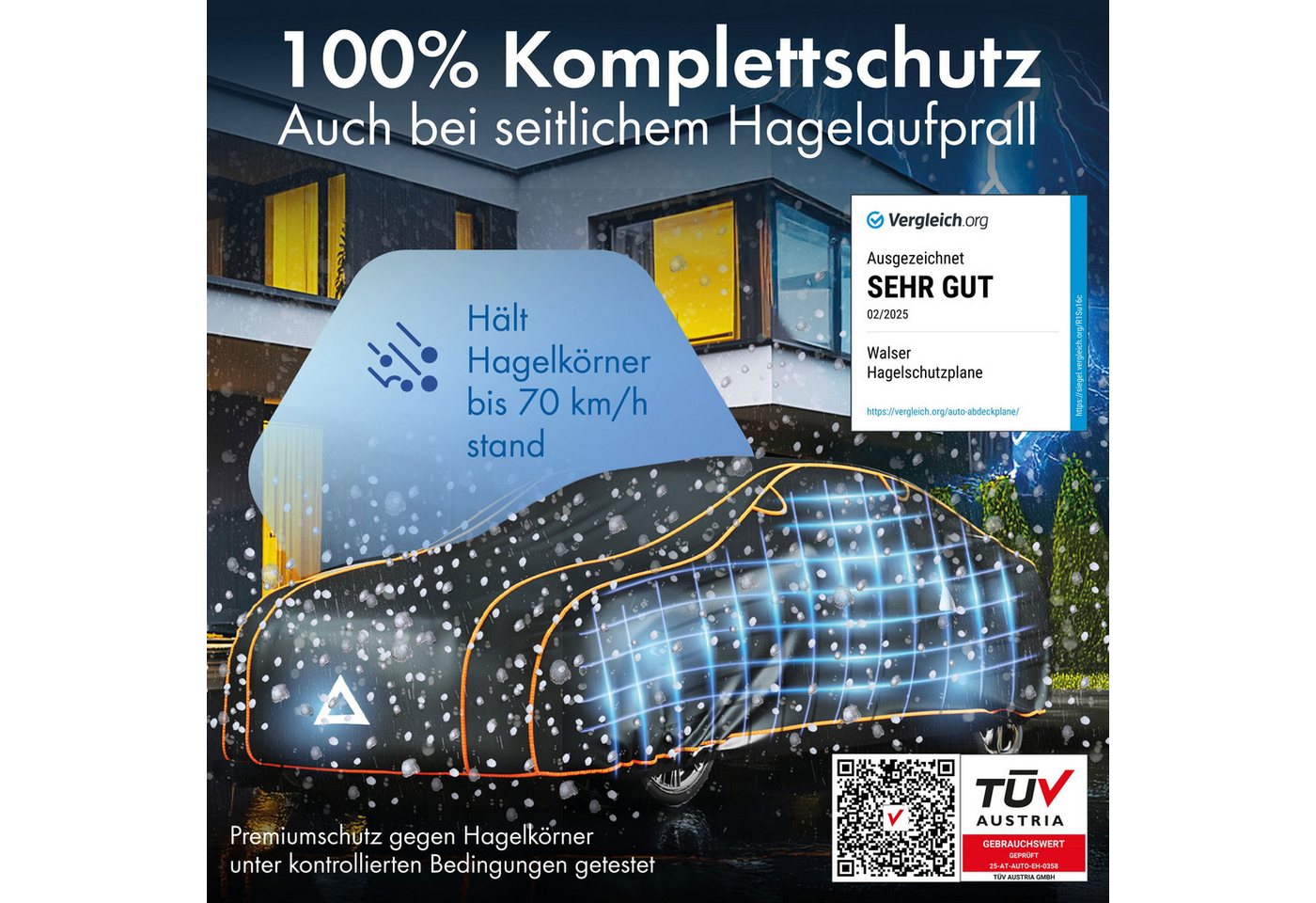 WALSER Autoplane Hagels. Perma Protect Complete (1-St., 1 Hagelschutzplane, 3 Spanngurte) Bild 4