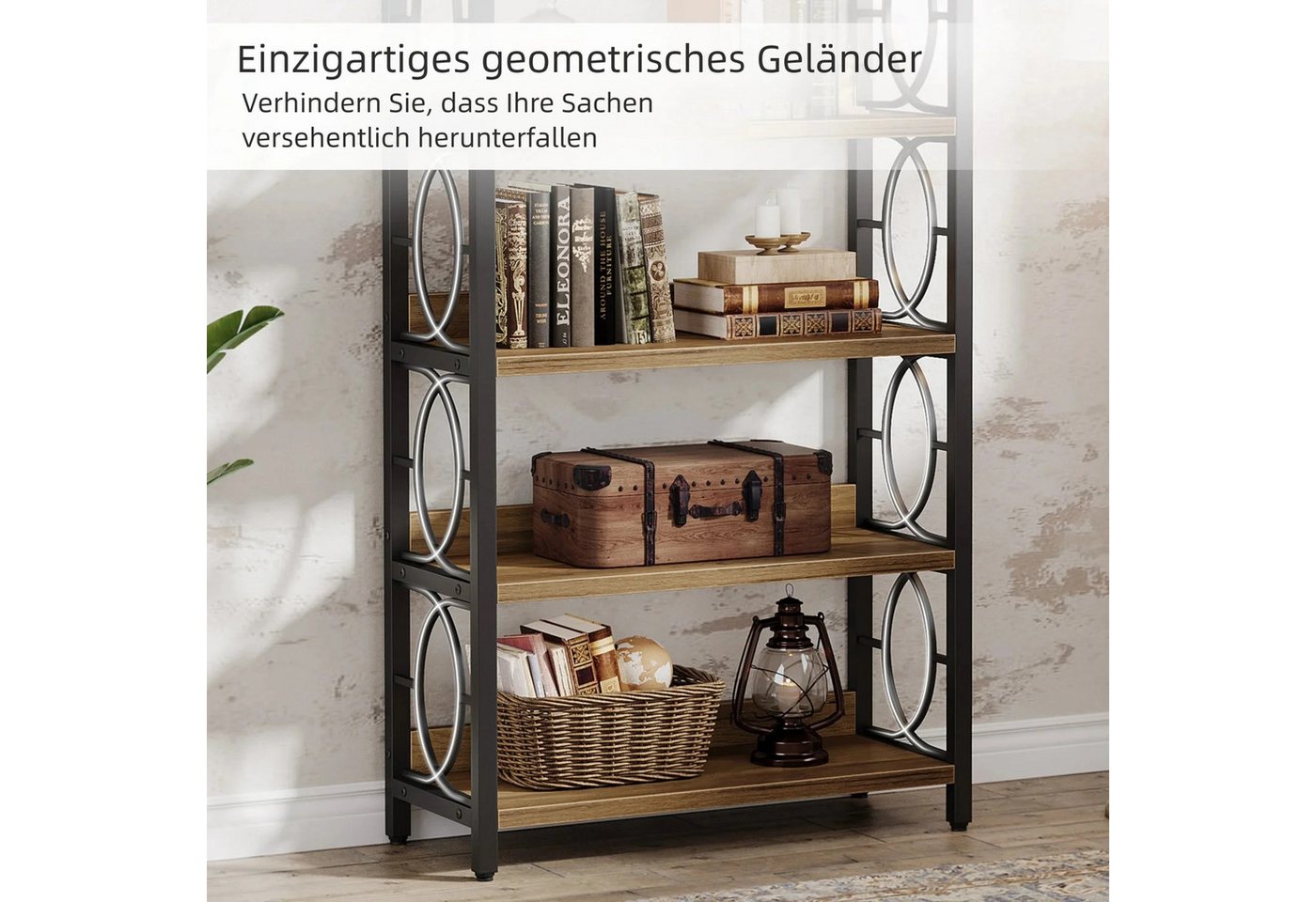 Tribesigns Bücherregal Vintage Standregal, 6-Tier freistehende Display Regal mit Metallrahmen Bild 2