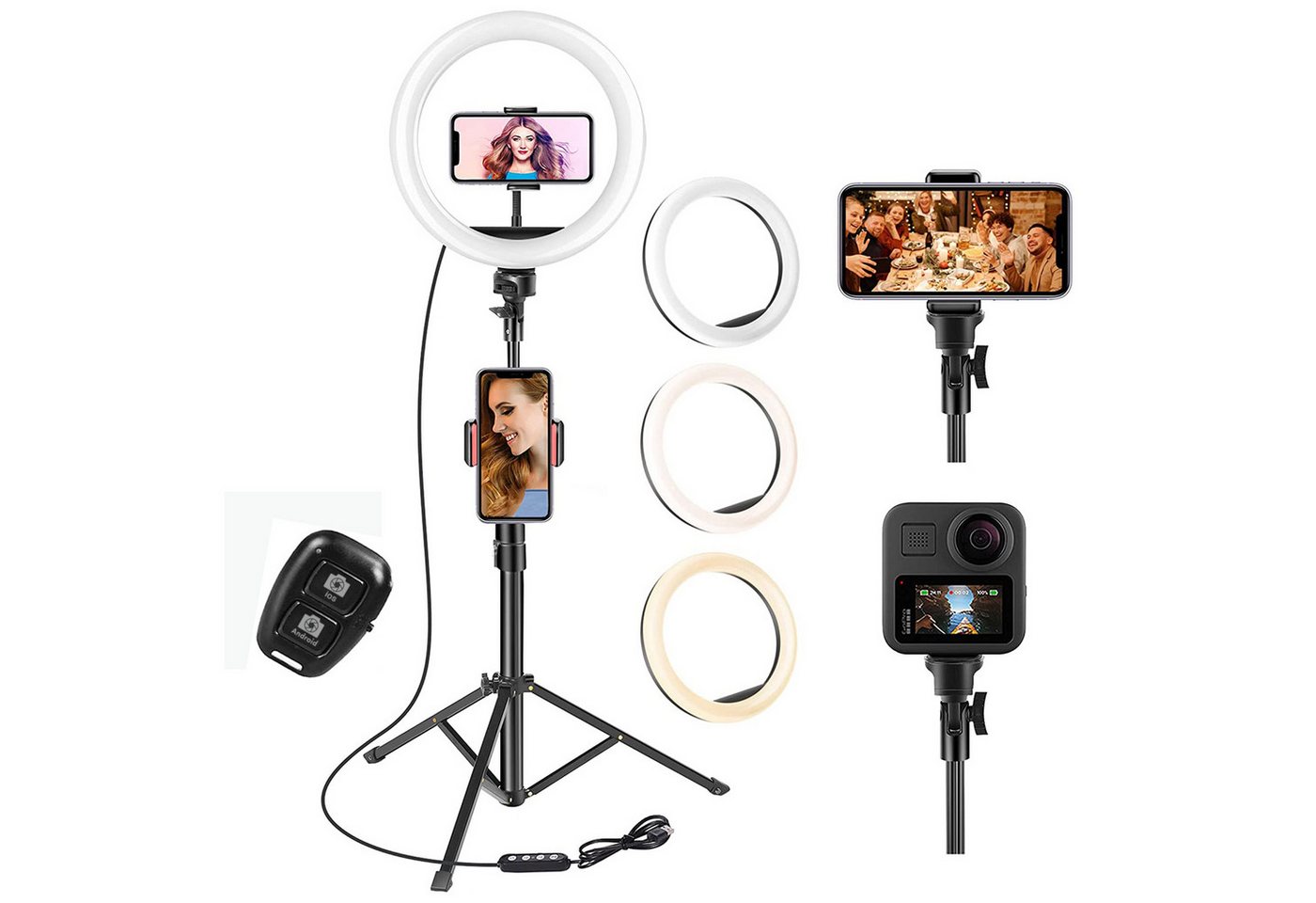 AIMAX Ringlicht 10 Zoll Ringlicht mit Fernsteuerung, mit 3 Farbe und 10 Helligkeitsstufen Bild 3