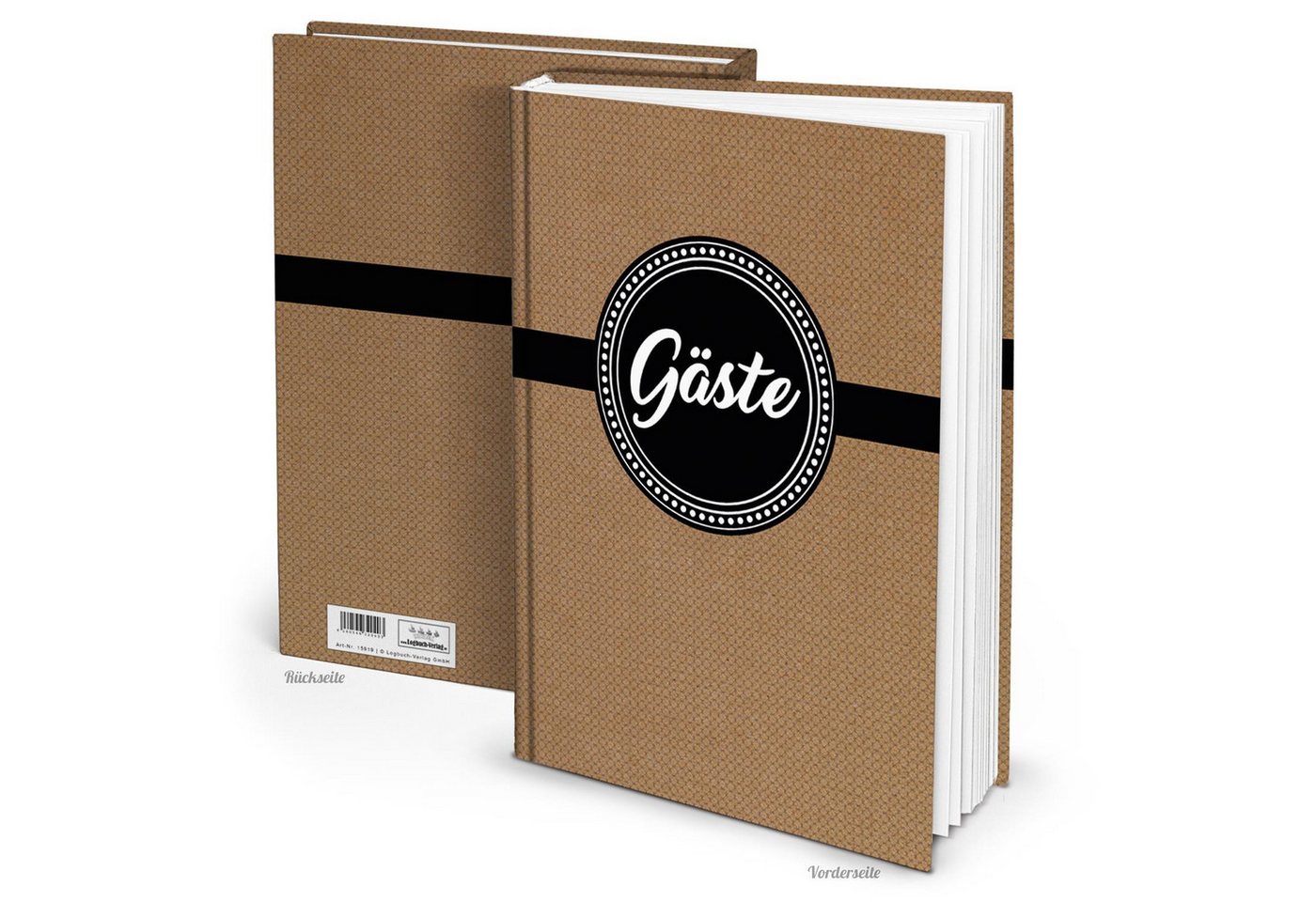 Logbuch-Verlag Notizbuch Gästebuch DIN A4 Hardcover braun schwarz weiß - leeres Buch für