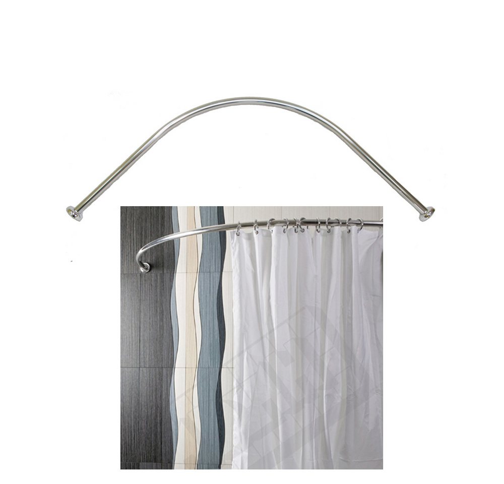 Ekershop Duschvorhangstange Bogenstange Alu Oval EINTEILIG 90 x 90 cm Eckduschstange, Ø 28 mm, kürzbar, Verschraubt, Aluminium, für Duschvorhang ohne Duschvorhangringe Bild 2