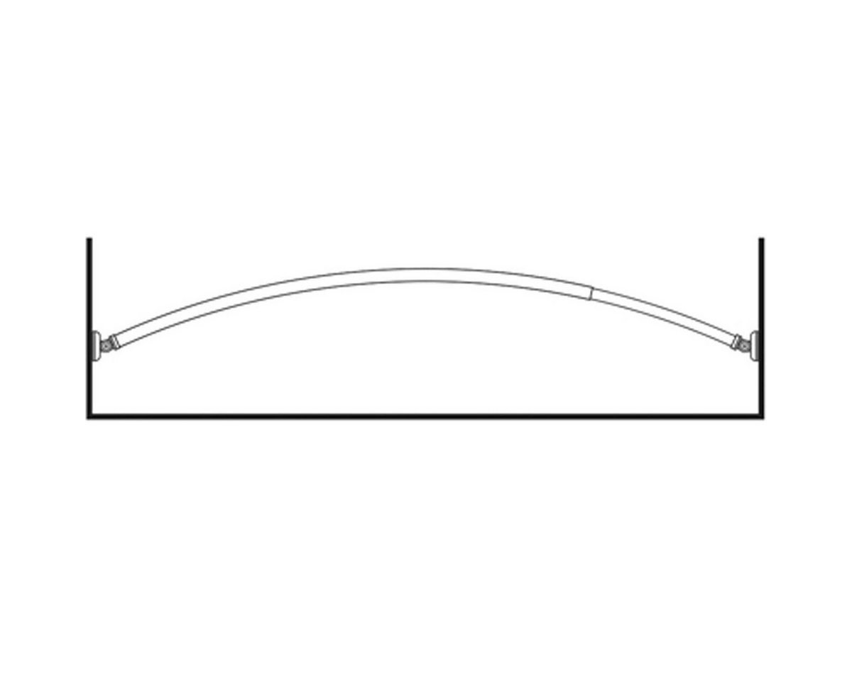 Ekershop Duschvorhangstange ALU AUSZIEHBAR Bogenstange + 2 Schrägwand Adapter Chrom Oval Stange, Ø 28 mm, ausziehbar, kürzbar, Symmetrische Winkel oder Oval für Duschvorhang ohne Duschvorhangringe, Verschraubt, Aluminium, Zwischen zwei Wände Verstellbare Länge von 118 bis zu 190 cm Bild 3