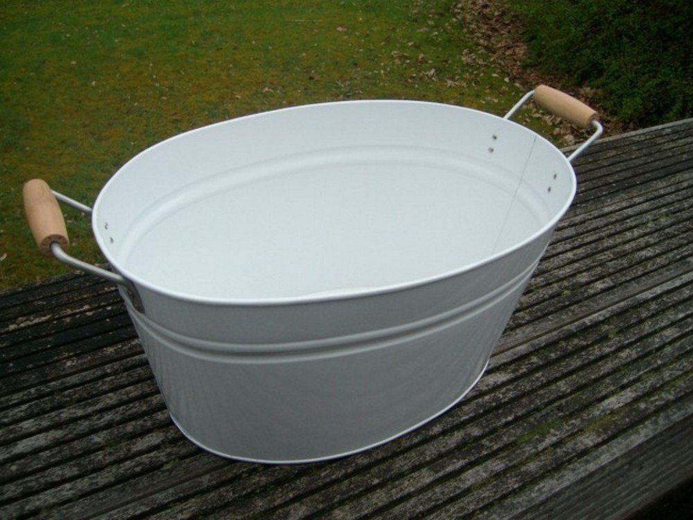 Deko-Impression Pflanzschale Eisenwanne, Pflanztopf, Zinkbottich, Pflanzschale 39 x 26 weiss (1 St)