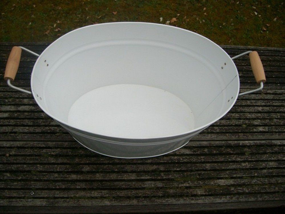 Deko-Impression Pflanzschale Eisenwanne, Pflanztopf, Zinkbottich, Pflanzschale 39 x 26 weiss (1 St) Bild 4