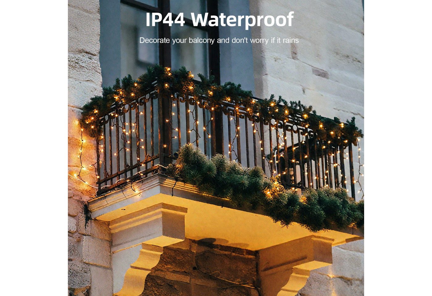 OZAVO LED-Lichterkette led lichterkette weihnachtsbaum mit ring und 8 Girlanden,2M,8 Modi, 280-flammig, LED Weihnachtsbaum-Überwurf-Lichterkette für 150cm-210cm Tannenbaum Bild 5