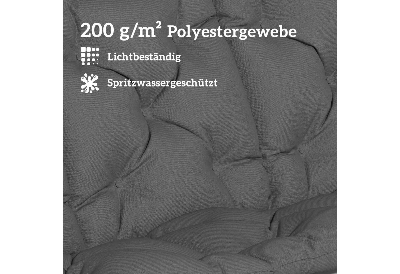 Outsunny Bankauflage Sitzkissen mit Rückenlehne, (Bankkissen, 1 St., Sitzauflage), wasserabweisend, UV30+ Schutz, Seitentasche, 8 Bänder Bild 5