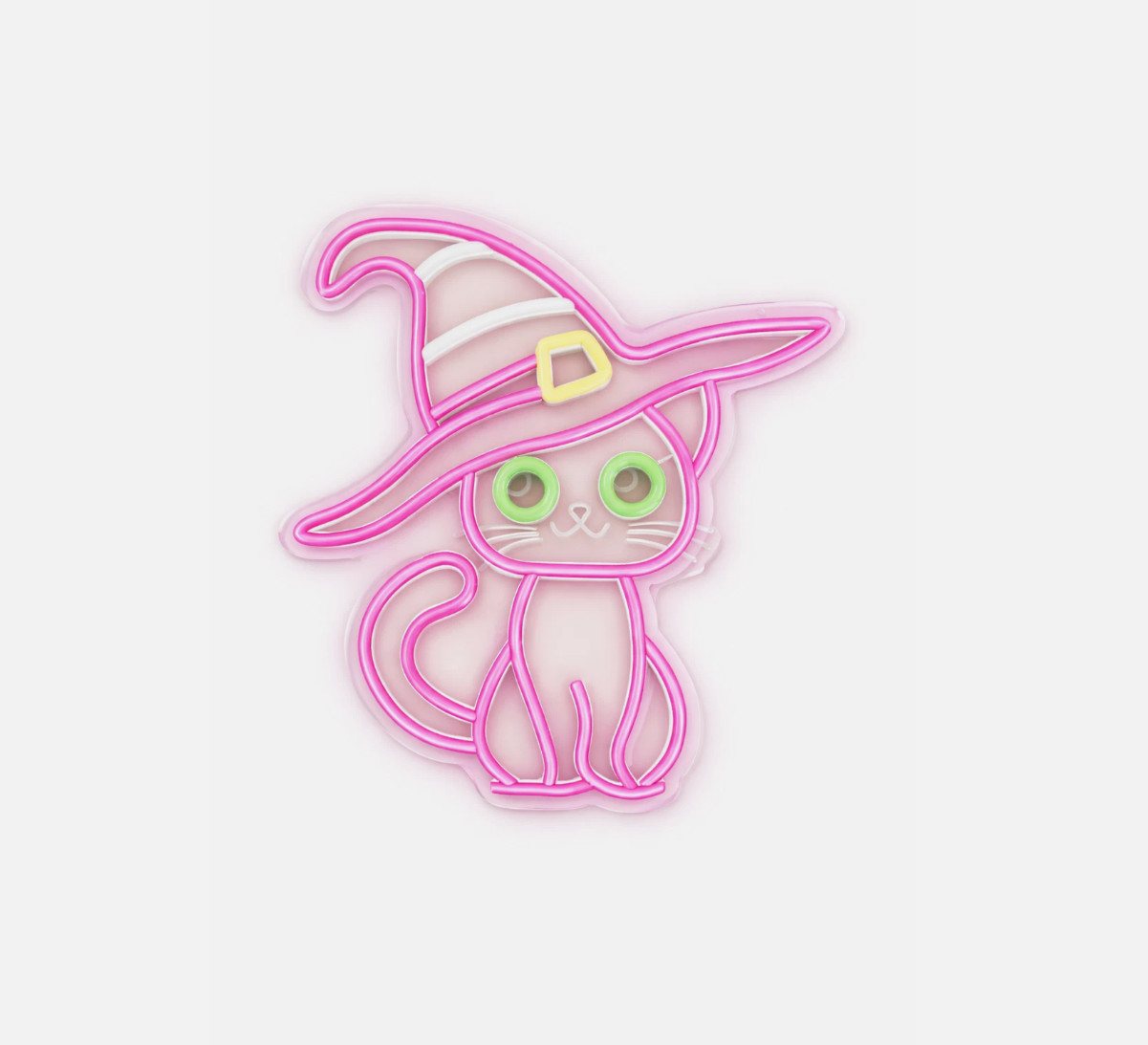TSE LED Nachtlicht Katze mit Hexenhut Neon Licht 30x30 cm Halloween Wanddeko LED Bild 2