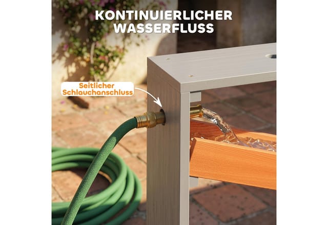 AIYAPLAY Sandkasten Sand Wasserspieltisch Holz Wassertisch mit Wasserbahn 2 Becken, (Sand Wasserspieltisch, 1-tlg., Holz Wassertisch), für 3-8 Jahre Kinder Grau