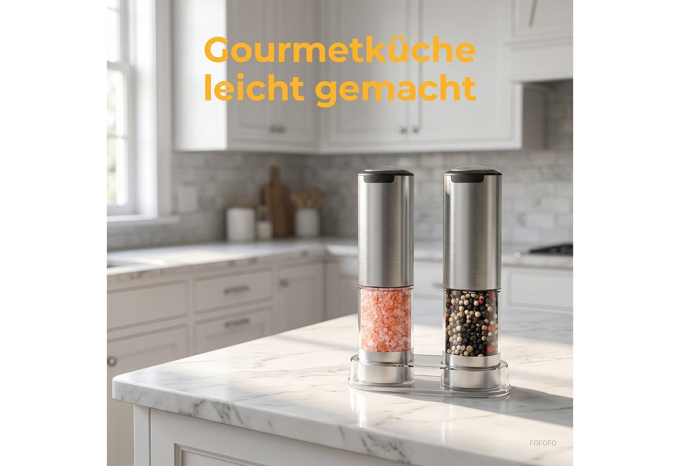 AKKEE Salz-/Pfeffermühle Elektrische Salzmühle & Pfeffermühle, 2er Set, LED-Beleuchtung, Pfeffermühle Elektrisch mit USB Aufladbar Bild 3