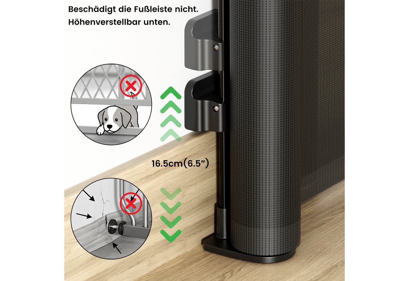 DAITORE Türschutzgitter Treppenschutzgitter ausziehbar bis 140cm~180cm für Kinder, Haustiere, Raumtrennung Absperrgitter kindersicheres Treppengitter Bild 5