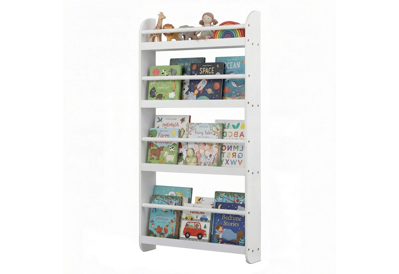 KOMFOTTEU Bücherregal Kinderbücherregal Kinderregal Wandregal, mit 4 Fächern, 56 x 12 x 107 cm Bild 2