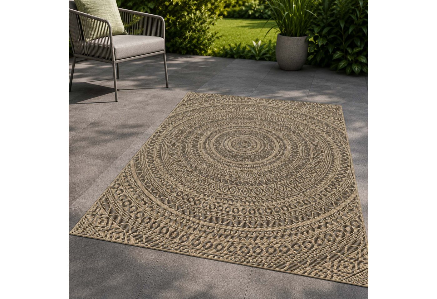 TaraCarpet Teppich TaraCarpet Regina Mandala Wohnzimmer,Schlafzimmer,Esszimmer natur, rechteckig, Höhe: 7 mm, Küche Flur Terrasse Garten Balkon 80x150 Bild 2