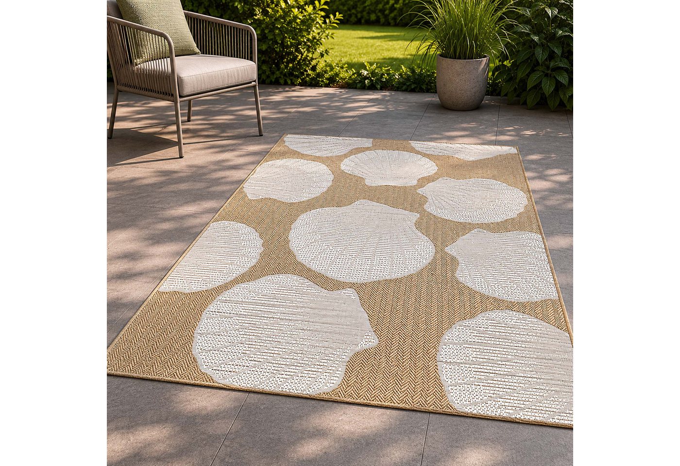 TaraCarpet Teppich TaraCarpet Regina Shell Wohnzimmer,Schlafzimmer,Esszimmer natur, rechteckig, Höhe: 7 mm, Küche Flur Terrasse Garten Balkon 80x150 Bild 3