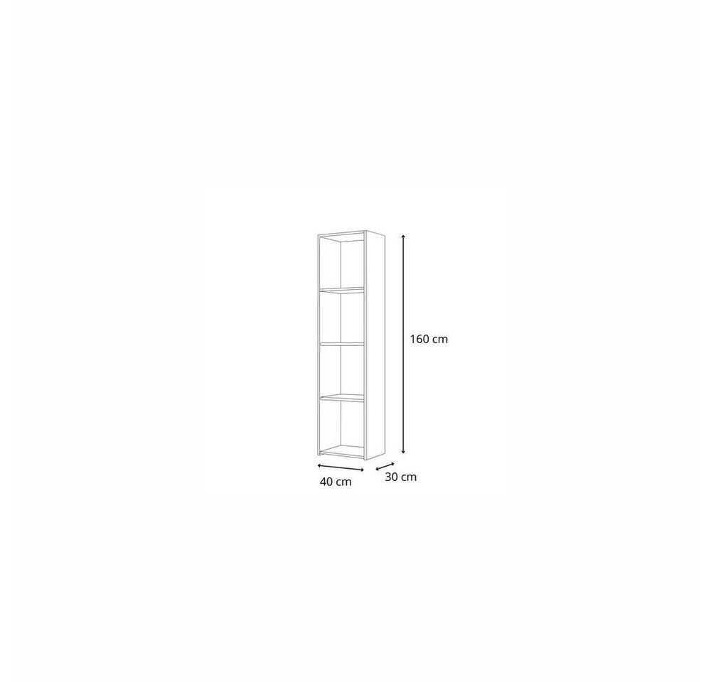 KOBI S.C. Bücherregal LONI Schrankregal 160x40 cm Weiß eintüriger Mehrzweckschrank mit Regal