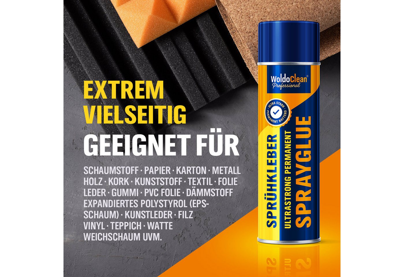 WoldoClean Sprühkleber WoldoClean Sprühkleber Auto Dachhimmel Schaumstoff 500ml, hitzebeständig Klebespray, Textilkleber, schnell trocknend Bild 4