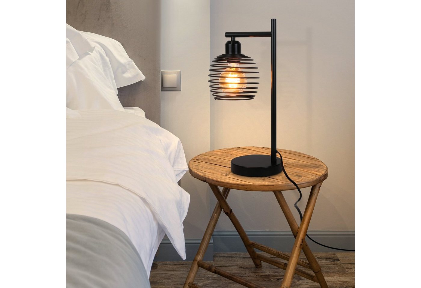 ZMH Tischleuchte Vintage Nachttischlampe E27 aus Metal Retro für Schreibtisch, inkl.Schalter, ohne Leuchtmittel, 1 flammig im Industrial Design aus Metall