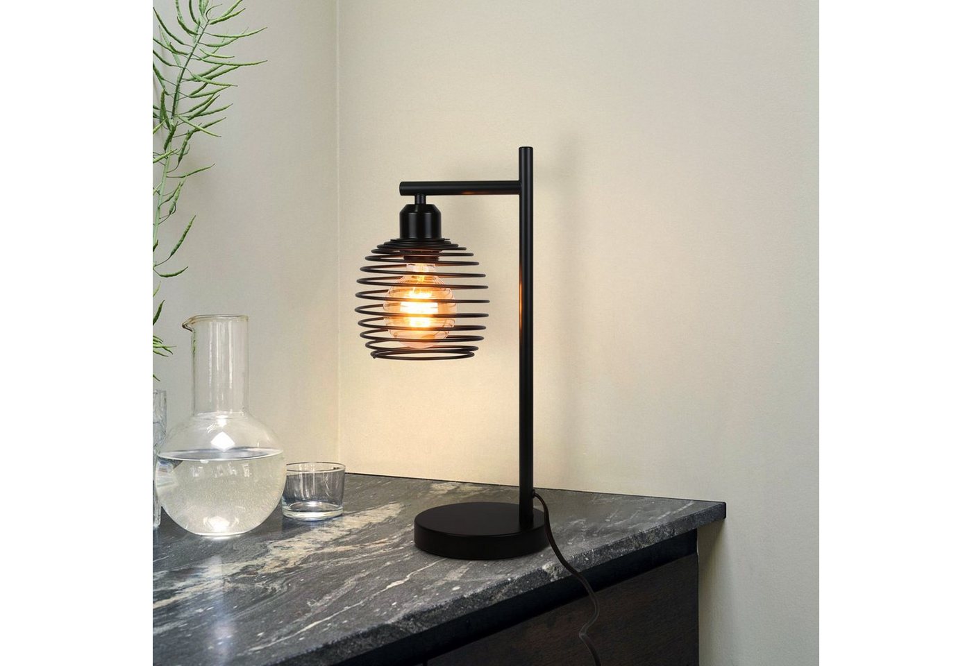 ZMH Tischleuchte Vintage Nachttischlampe E27 aus Metal Retro für Schreibtisch, inkl.Schalter, ohne Leuchtmittel, 1 flammig im Industrial Design aus Metall Bild 2