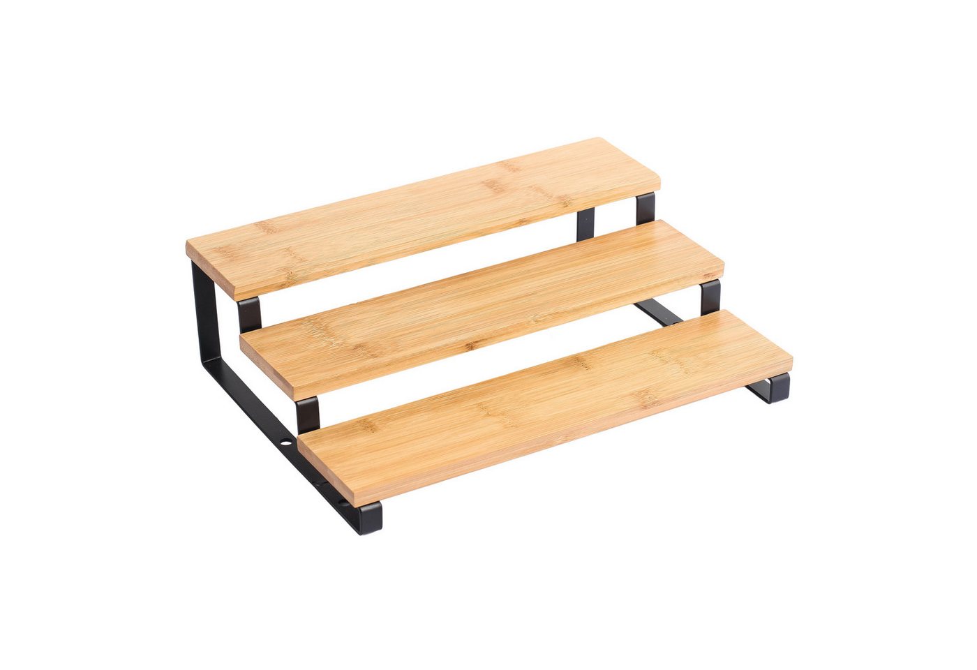 MSV Gewürzregal MSV Gewürzregal Gewürzaufbewahrung Küchen Organizer Bambus Schwarz, 3-stufiges Treppenregal für Gewürze, Küche & Haushalt, Stahl, Bambus Bild 2