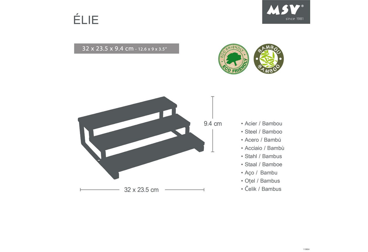 MSV Gewürzregal MSV Gewürzregal Gewürzaufbewahrung Küchen Organizer Bambus Schwarz, 3-stufiges Treppenregal für Gewürze, Küche & Haushalt, Stahl, Bambus Bild 3