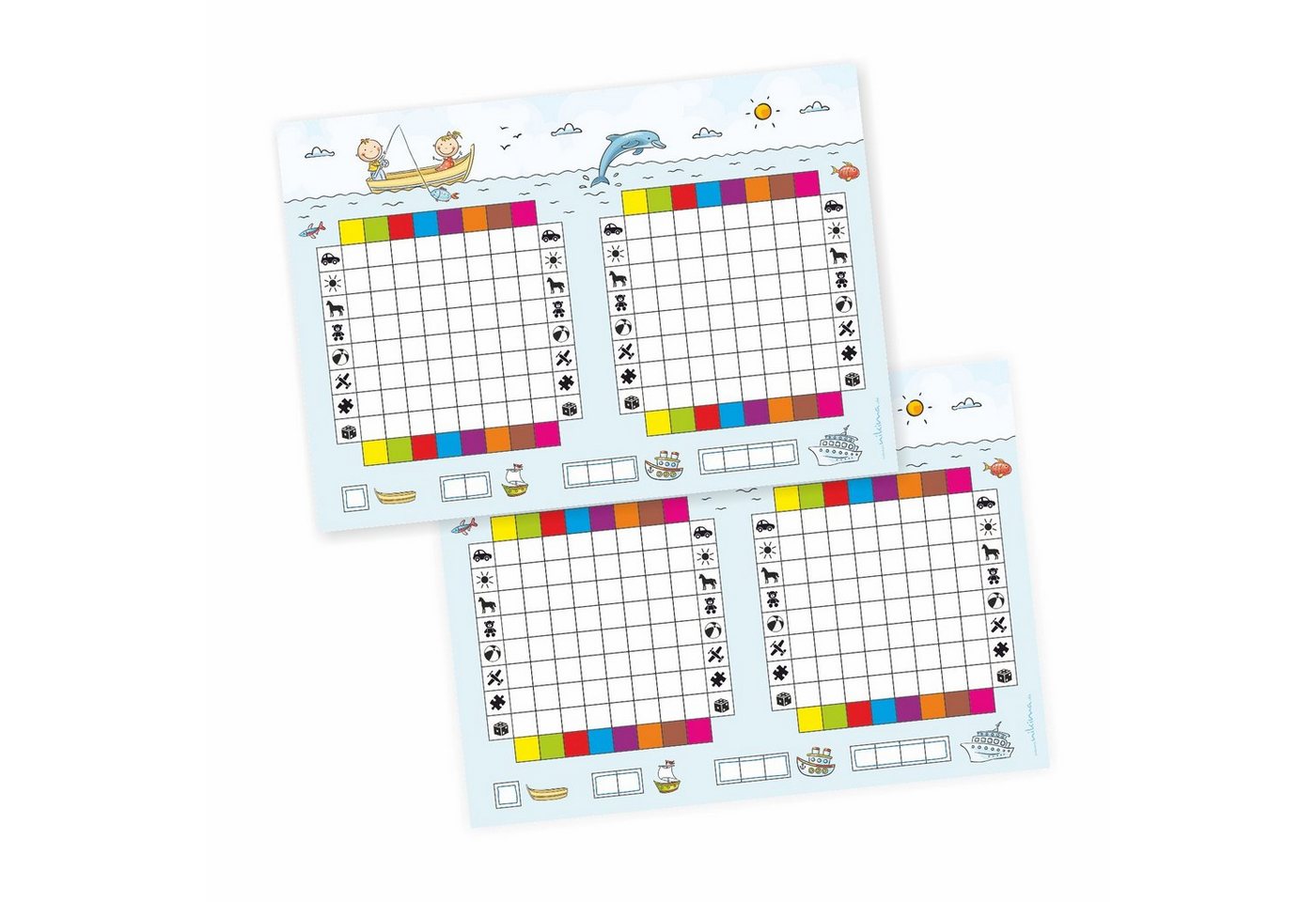 nikima Packpapier Spielblock Schiffe versenken JUNIOR, Reisespiel Flottenmanöver 2er Set A5 Bild 2