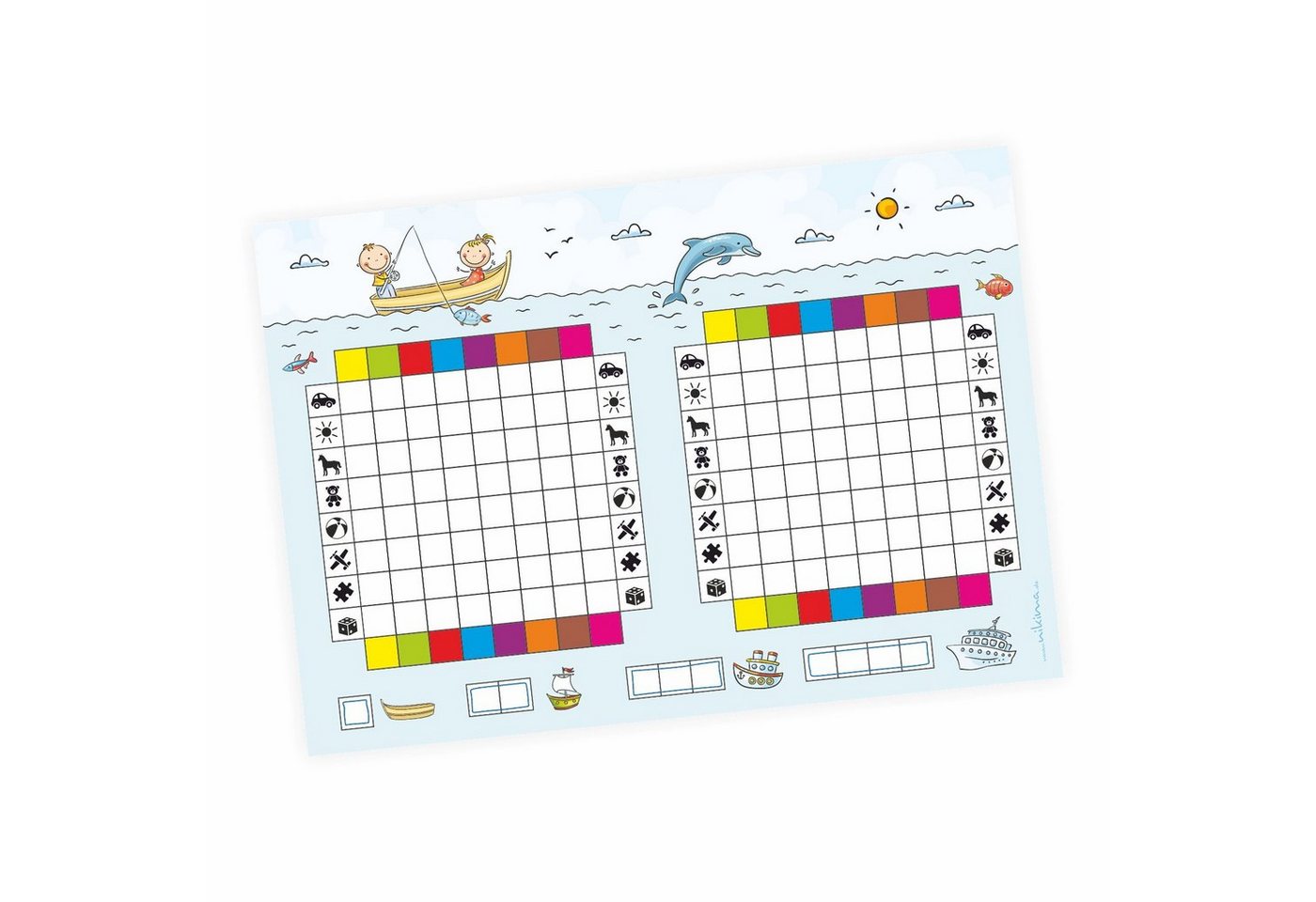 nikima Packpapier Spielblock Schiffe versenken JUNIOR, Reisespiel Flottenmanöver 2er Set A5 Bild 4