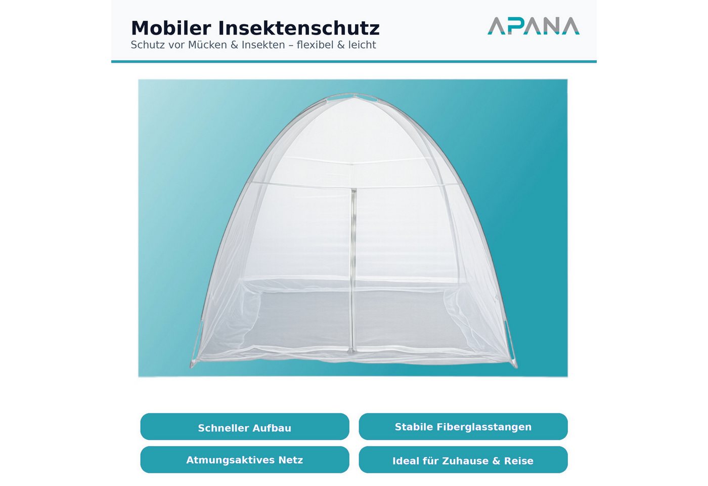 APANA Fliegengitter-Gewebe Mobiler Insektenschutz Moskitonetz Mückennetz Fliegengitter Netz, Größe (Breite x Höhe):150 x 200 x 150 cm Bild 2