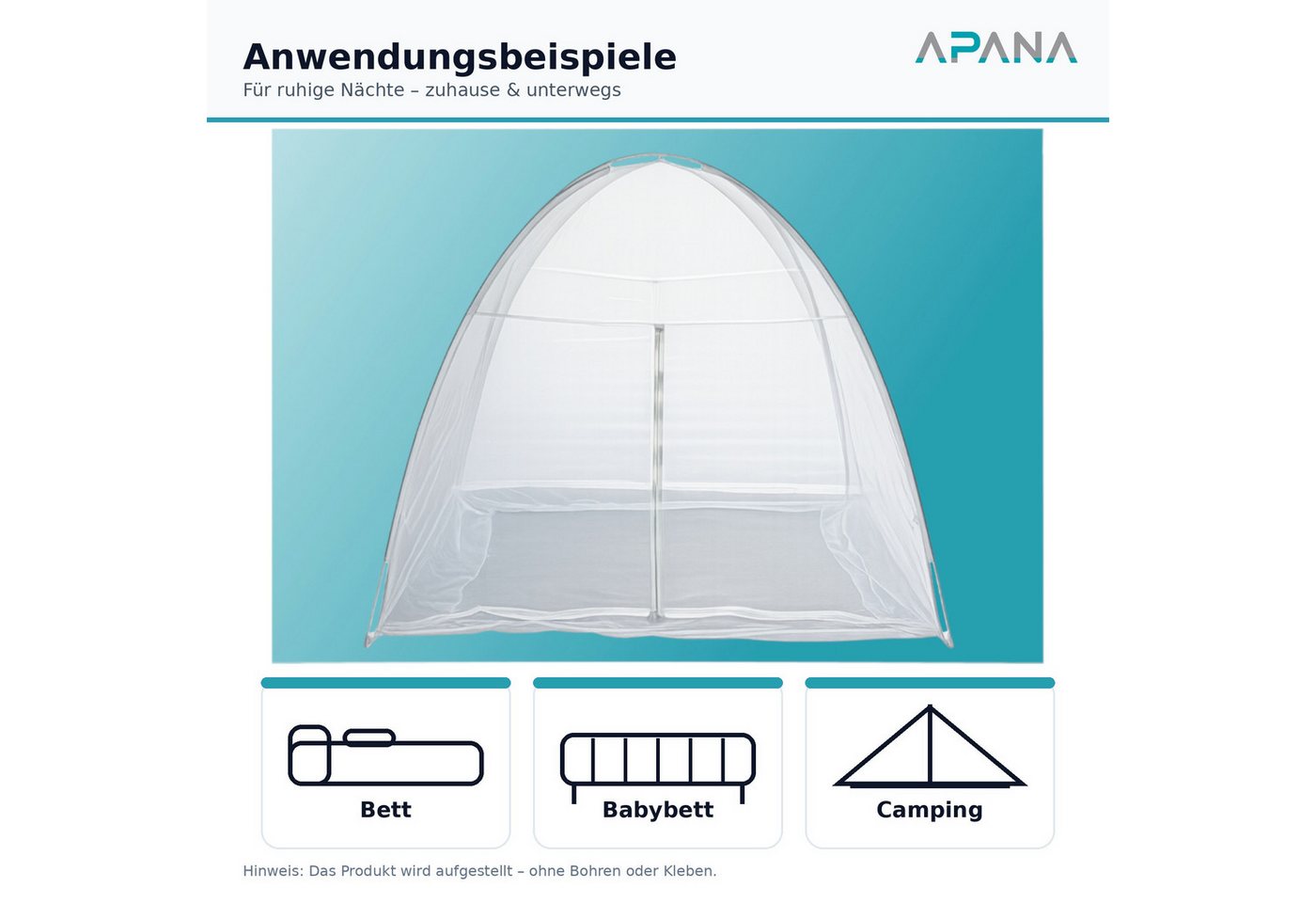 APANA Fliegengitter-Gewebe Mobiler Insektenschutz Moskitonetz Mückennetz Fliegengitter Netz, Größe (Breite x Höhe):150 x 200 x 150 cm Bild 3
