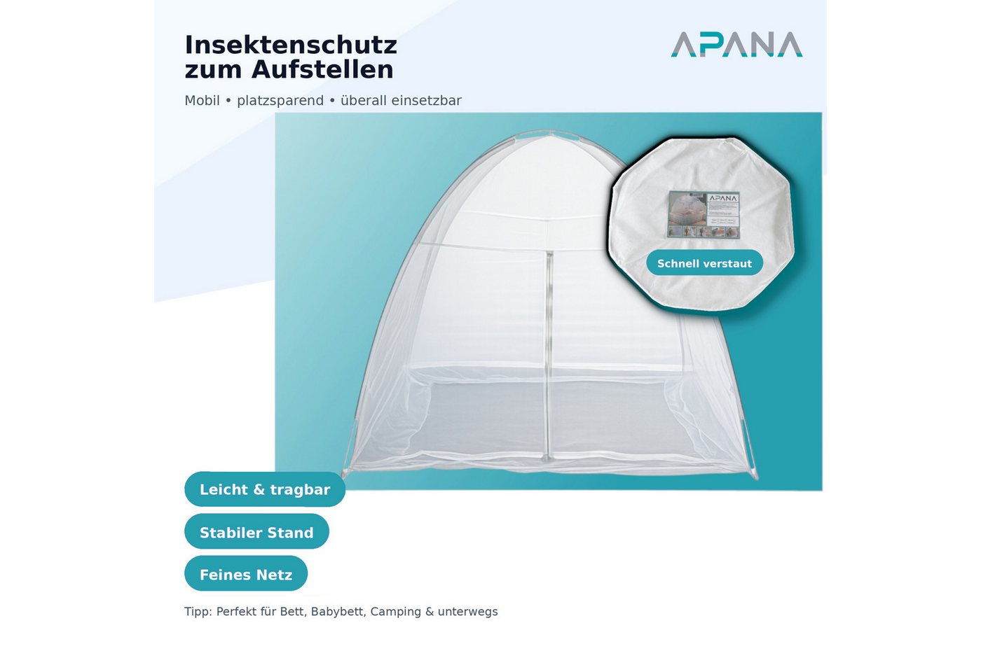 APANA Fliegengitter-Gewebe Mobiler Insektenschutz Moskitonetz Mückennetz Fliegengitter Netz, Größe (Breite x Höhe):150 x 200 x 150 cm Bild 4