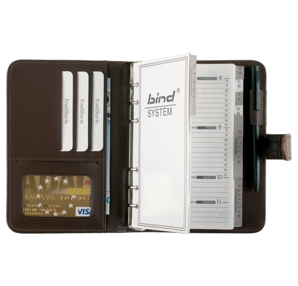 BIND Ringbuchkalender 1 Systemplaner Lederimitat Manager-Planer A6 ohne Kalender braun Bild 2