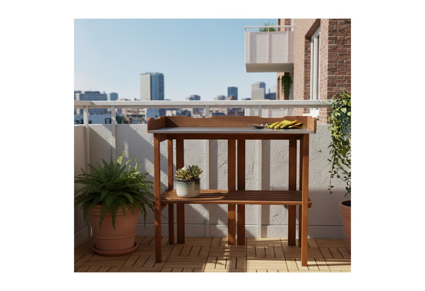 GartenDepot24 Pflanztisch Pflanztisch klappbar mit verzinkter Arbeitsplatte braun Bild 2