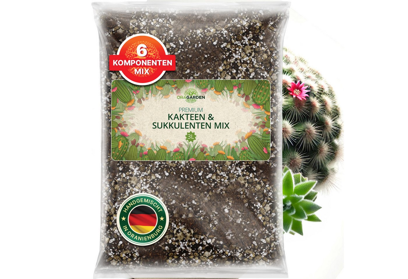 OraGarden Spezialerde Kakteen & Sukkulenten Erde, mit Wurmhumus Bild 5