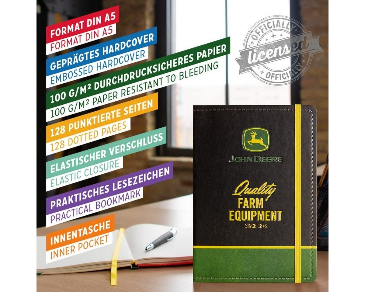 Nostalgic-Art Notizbuch Notizbuch - John Deere - Farm Equipment Logo Black