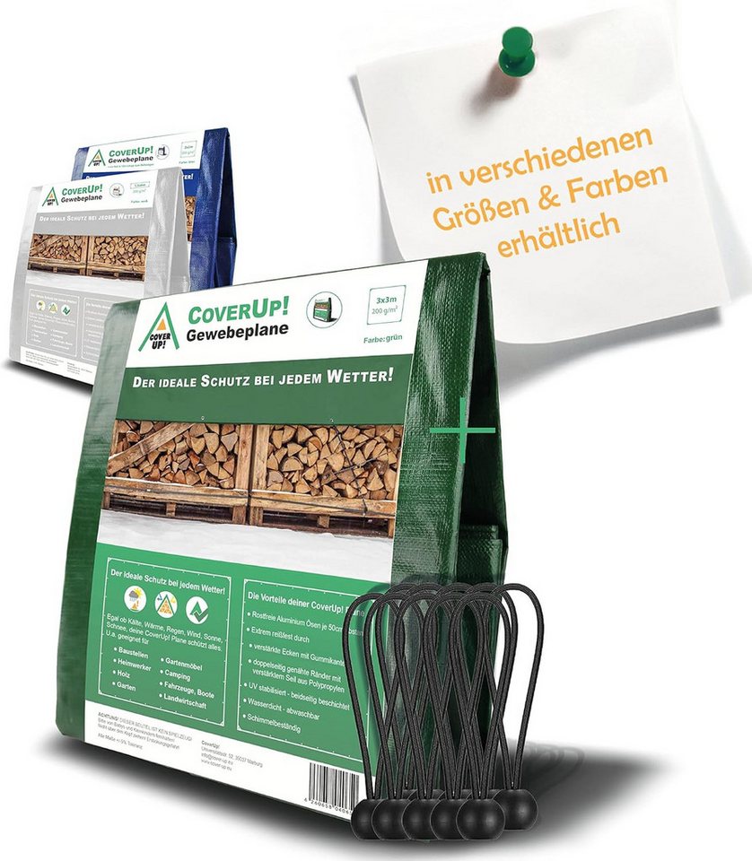 Schutzplane Abdeckplane Wasserdicht, 200g/m² Gewebeplane mit Ösen (Plane Wasserdicht mit Verstärkte Gummiecken -, UV-Schutz für Gartenplane, Bodenplane), inkl. Planenspanner Bild 5