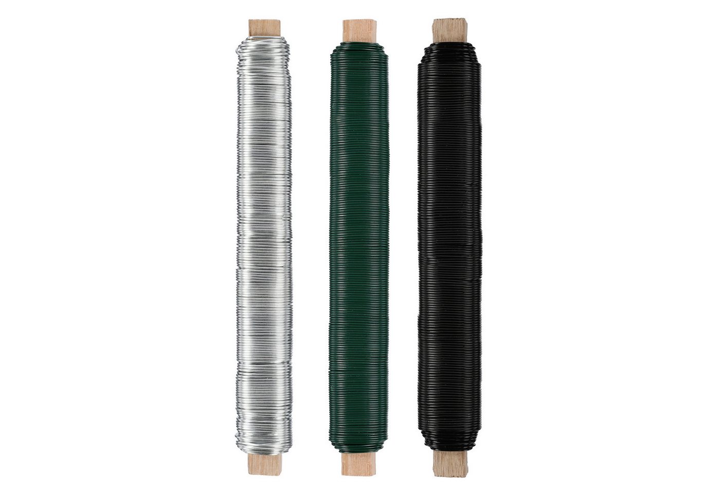 Nordstern Bindedraht Blumendraht Basteldraht 3er Pack, (Grün/Schwarz/Silber), Wickeldraht Ø 0,65 mm x 38 m