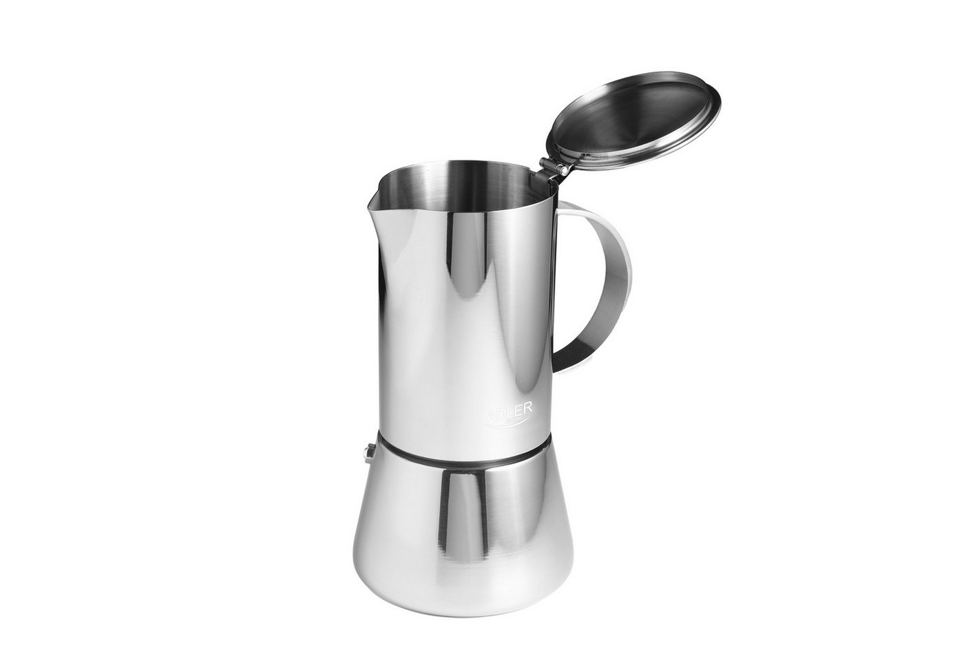 Adler Espressokocher, Espresso Kaffeemaschine, 350ml, Spülmaschinenfest, Edelstahl, silber